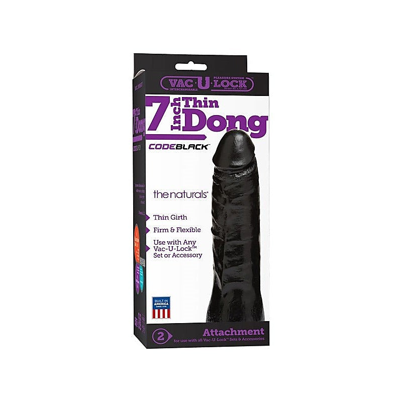 Vac-U-Lock Code Black 7" Thin Dong by Doc Johnson - Strap On Sextoys