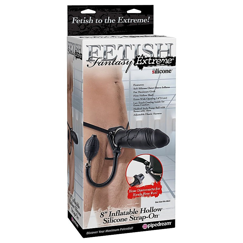 FFE 8 Inch Inflatable Hollow Silicone Strap-On Dildo - Strap On Sextoys