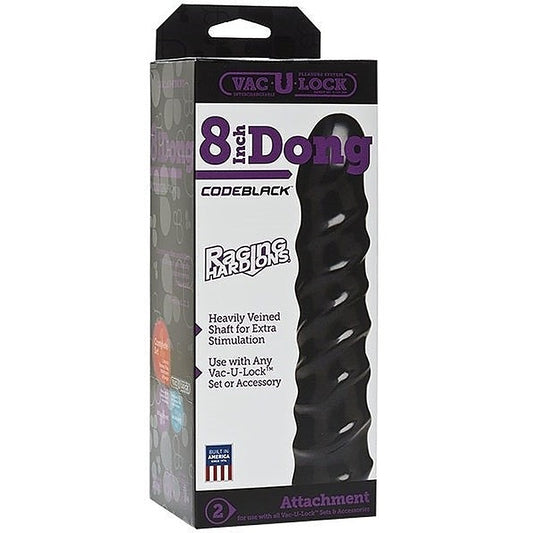 Vac-U-Lock Code Black 8 Inch Raging Hard-Ons Dong - Strap On Sextoys