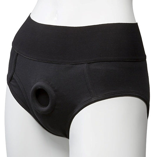 Panty Harness Plug Briefs S/M Black by Doc Johnson - Strap On Sextoys
