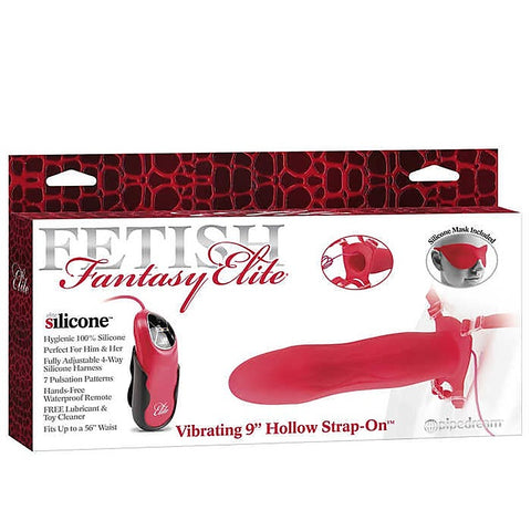 Fetish Fantasy Elite 9 Inch Vibrating Hollow Strap-On Dildo - Strap On Sextoys