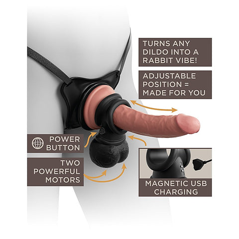 Pipedream Products King Cock Elite Ultimate Vibrating Silicone Body Dock Kit - Realistic Dildos