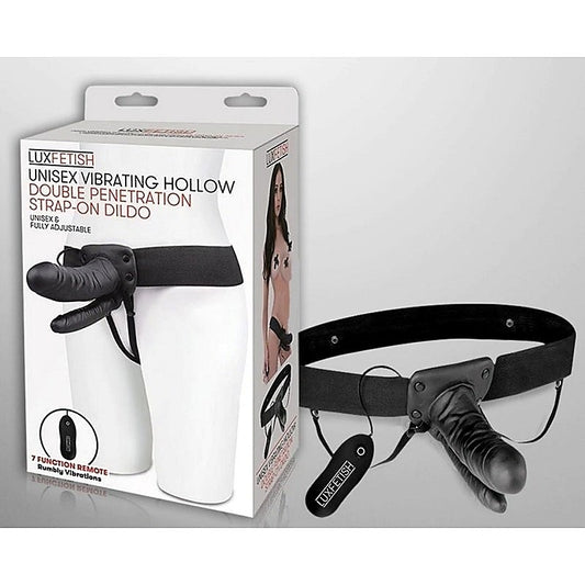 Vibrating Hollow Double Penetration Strap-On By Lux Fetish - Strap On Sextoys