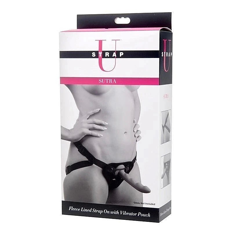 Sutra Fleece-Lined Strap On with Vibrator Pouch by XR Brands - Strap On Sextoys