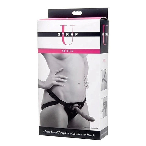 Sutra Fleece-Lined Strap On with Vibrator Pouch by XR Brands - Strap On Sextoys