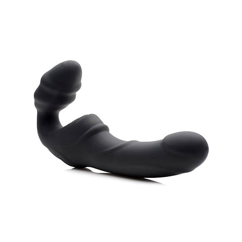 Slim Rider Ribbed Vibrating Silicone Strapless Strap On - Strap On Sextoys