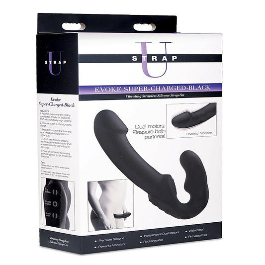 Strap U Evoke Rechargeable Vibrating Silicone Strap On - Strap On Sextoys