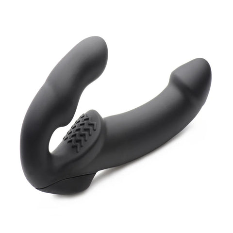 XR Brands Strap U Evoke Rechargeable Vibrating Silicone Strap On Dildo - Strap On Sextoys