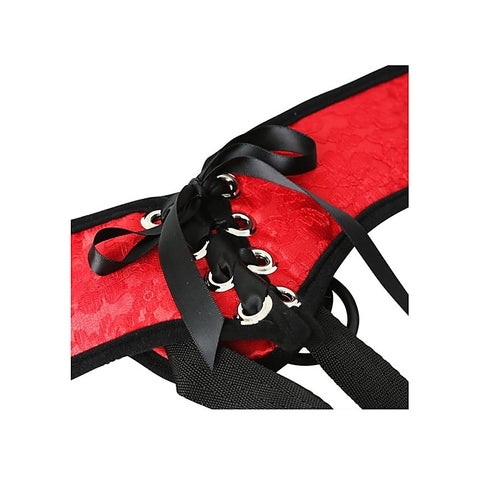 Red Lace Corsette Strap On by Sportsheets - Strap On Sextoys