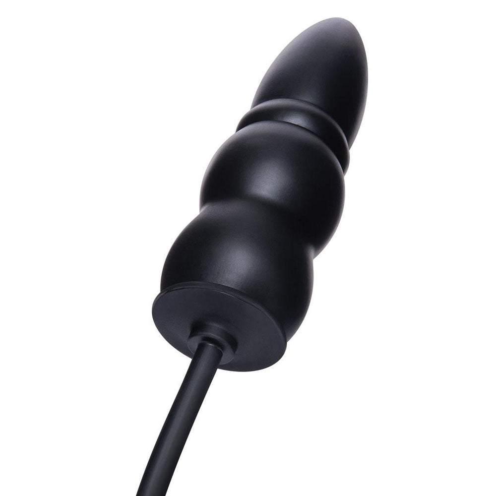Xgen Size Up Ripple Inflatable Butt Plug Black with Pump Control - - Butt Plugs