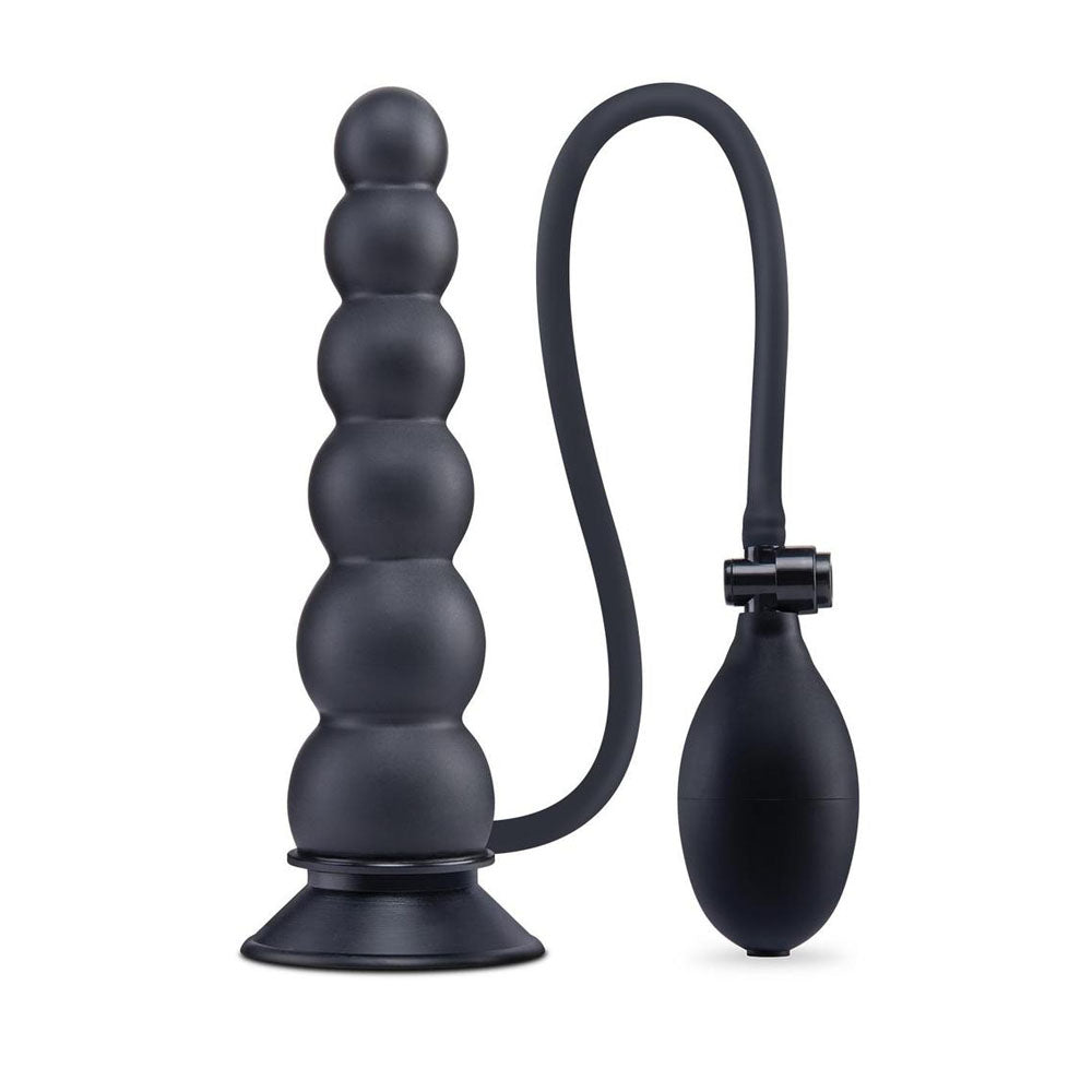 Xgen Size Up Ripple Inflatable Butt Plug Black with Pump Control - - Butt Plugs