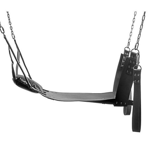 XR Brands Extreme Sling Premium Leather Sex Swing with Stirrups - Sex Swings And Slings