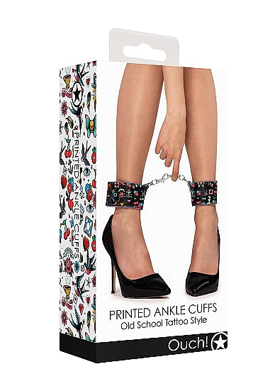 Shots Toys Old School Tattoo Style Printed Ankle Cuffs - Cuffs And Restraints