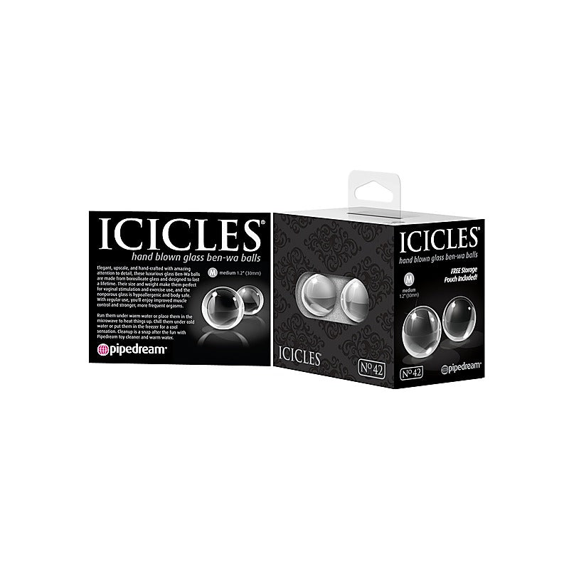 Icicles Medium Hand Blown Glass Ben-Wa Balls - Personal Massagers