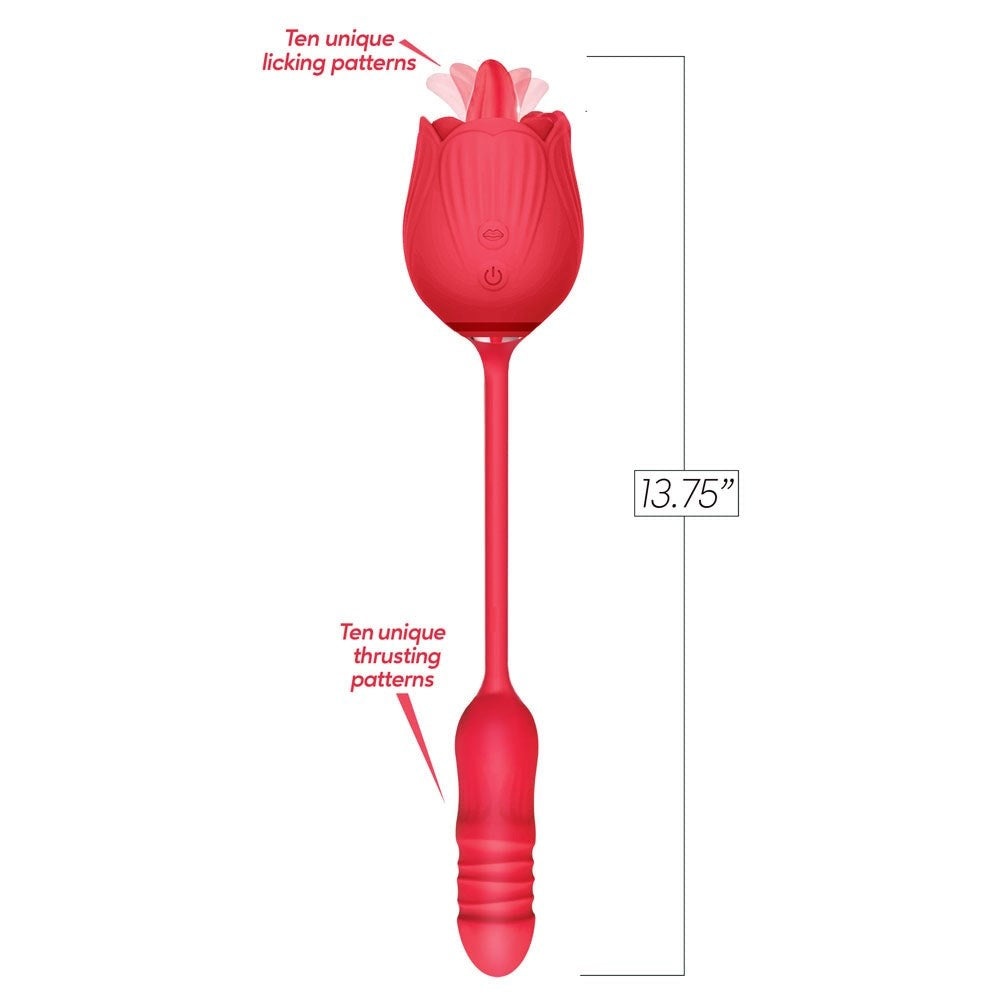 Icon Brands Wild Rose Lick & Thrust Clitoral Vibrator Dual Action - Clit Ticklers and Pulsators