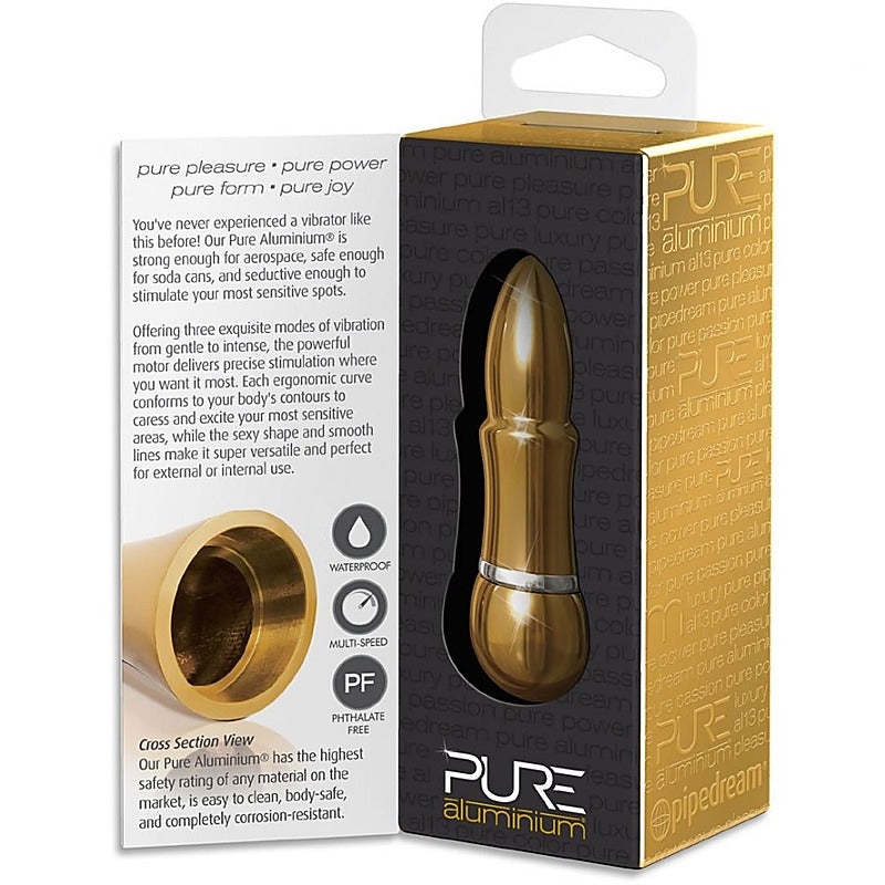 Pure Aluminium Gold Small Vibrating Bullet - Personal Massagers