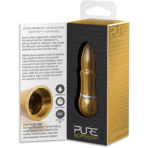 Pure Aluminium Gold Small Vibrating Bullet - Personal Massagers