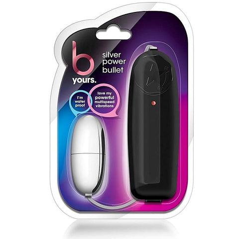 B Yours Silver Power Bullet by Blush Novelties - Remote Control Vibrators