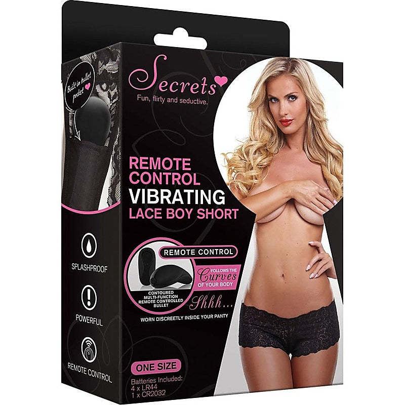 Secrets Vibrating Lace Boyshort by Xgen Products - Remote Control Vibrators
