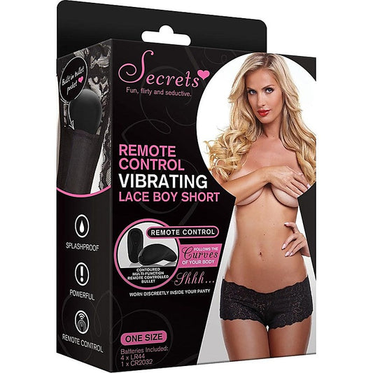 Secrets Vibrating Lace Boyshort by Xgen Products - Remote Control Vibrators
