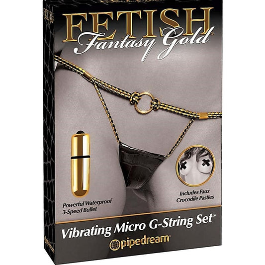 Fetish Fantasy Gold Vibrating Micro G-String - G-Strings, Panties and Shorts
