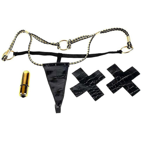 Fetish Fantasy Gold Vibrating Micro G-String - G-Strings, Panties and Shorts
