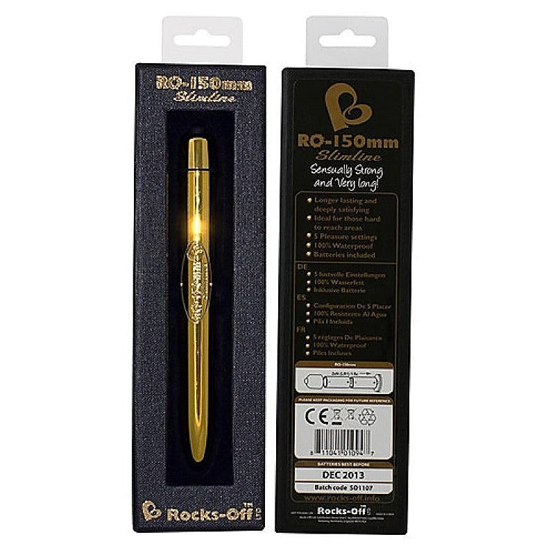 RO 150mm Slimline 10 Speed Gold by Rocks Off - Waterproof Vibrators