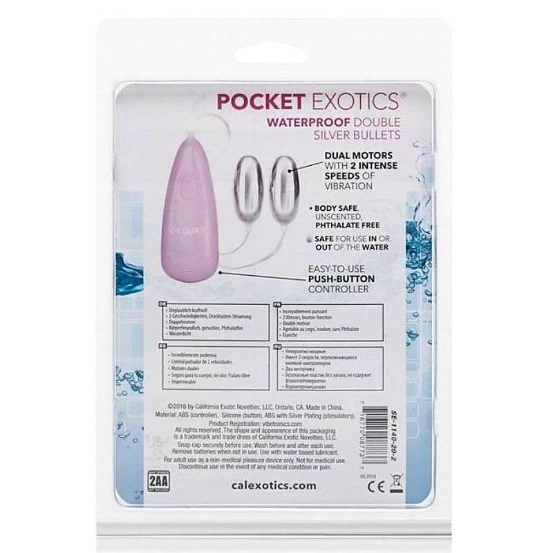 Pocket Exotics Waterproof Double Silver Bullet - Waterproof Vibrators