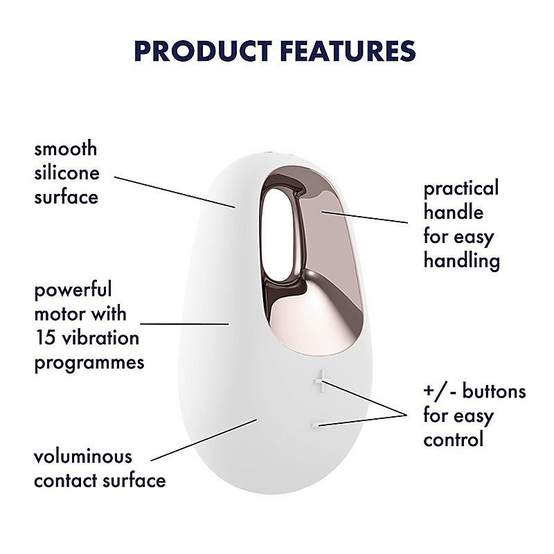 White Temptation 15 Functions Lay-on Vibrator by Satisfyer - Clit Ticklers and Pulsators