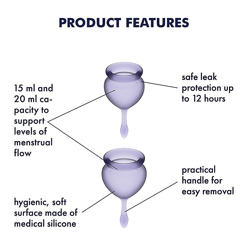Feel Good Hygienic Silicone Menstrual Cups by Satisfyer - Condoms