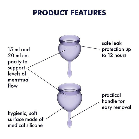 Feel Good Hygienic Silicone Menstrual Cups by Satisfyer - Condoms