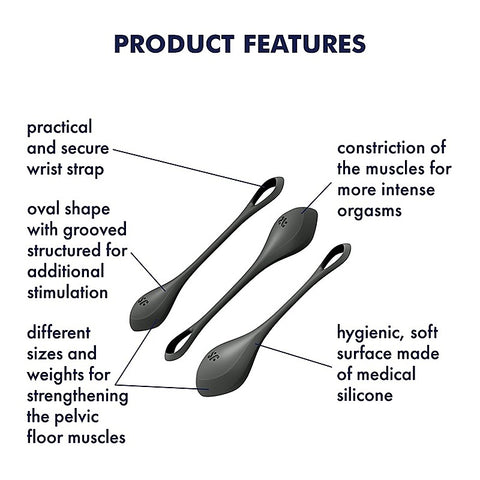 Yoni Power 2 Silicone Kegel Exerciser Balls by Satisfyer - Bullet Vibrators