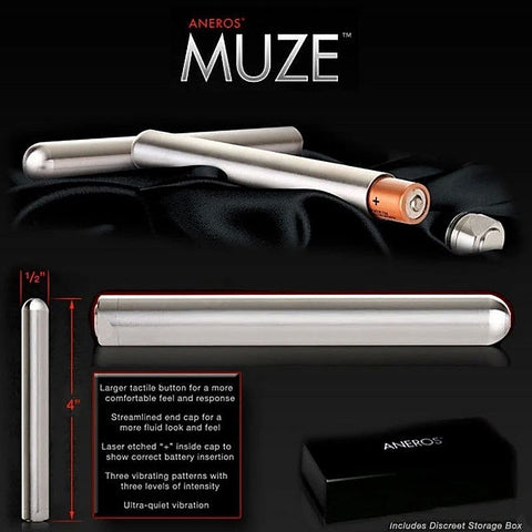 Aneros All Muze Stainless Steel Bullet Vibrator 4 Inch Ultra Quiet - Bullet Vibrators