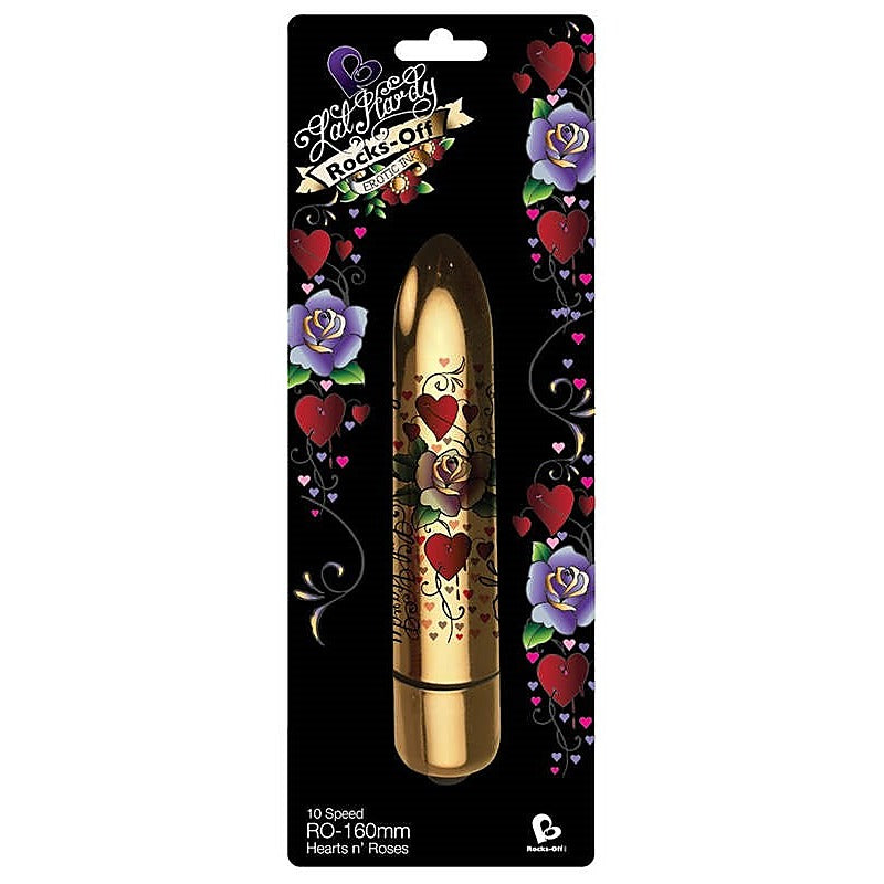 Erotic Ink 160mm Hearts N' Roses by Rocks Off - Bullet Vibrators