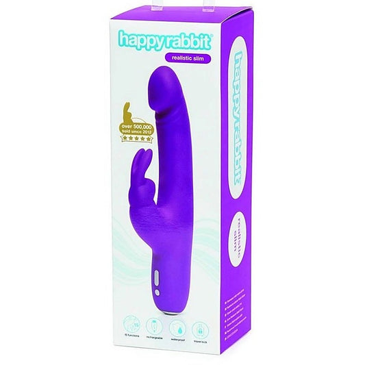 Happy Rabbit Slimline Realistic Rechargeable Rabbit Vibrator - Rabbit Vibrators
