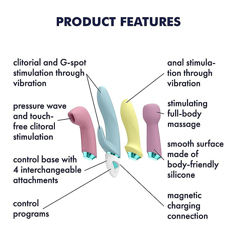 Fabulous Four Ultimate Multi Functions Air Pulse Massager - Rabbit Vibrators