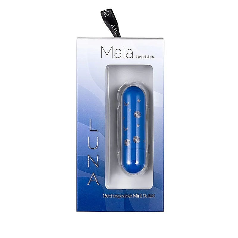 Maia Toys Luna Blue Rechargeable Bullet Vibrator with 10 Vibration Patterns - Bullet Vibrators