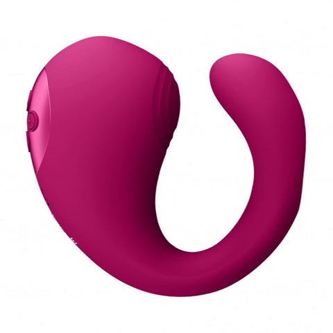 Shots Toys Yoko Triple Action Vibrator Dual Prongs with Clitoral Wave - Clit Ticklers and Pulsators