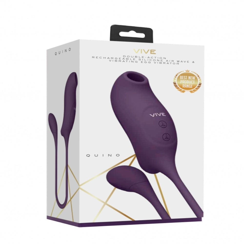 Shots Toys Quino Air Wave & Vibrating Egg Vibrator Dual Motor Tech - Purple - Clit Ticklers and Pulsators