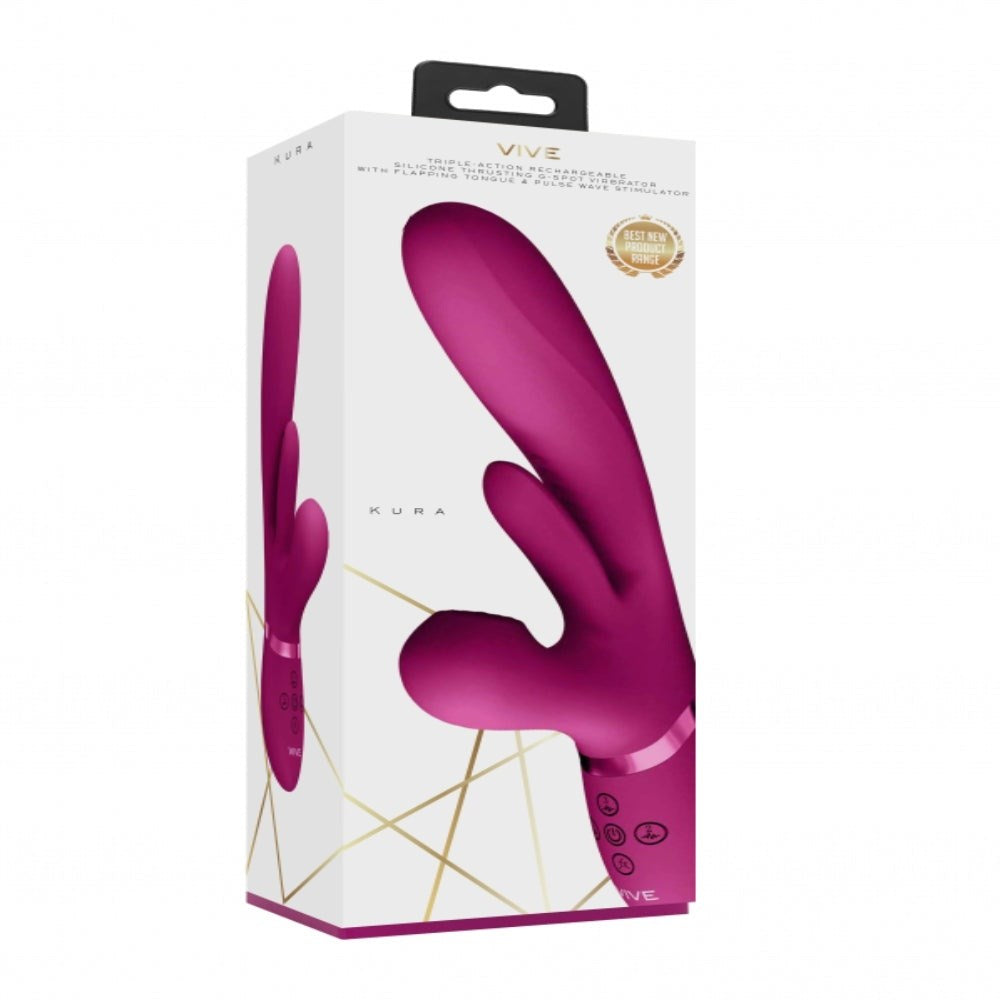 Shots Toys Kura Thrusting G Spot Vibrator with Flapping Tongue Triple Motor - - Rabbit Vibrators