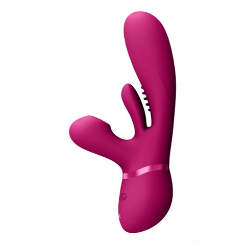 Shots Toys Kura Thrusting G Spot Vibrator with Flapping Tongue Triple Motor - Rabbit Vibrators