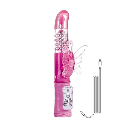 Rechargeable Silicone Butterfly Pink by Shots Toys - Rabbit Vibrators