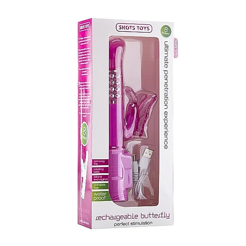 Rechargeable Silicone Butterfly Pink by Shots Toys - Rabbit Vibrators