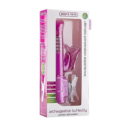 Rechargeable Silicone Butterfly Pink by Shots Toys - Rabbit Vibrators