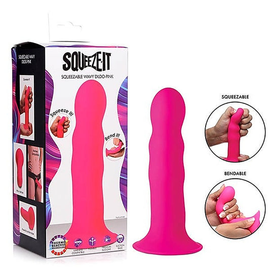 Squeeze It Squeezable Wavy Dildo by XR Brands - Realistic Dildos