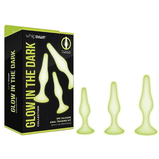 WhipSmart Glow In Dark 3pc Anal Training Kit - Butt Plugs