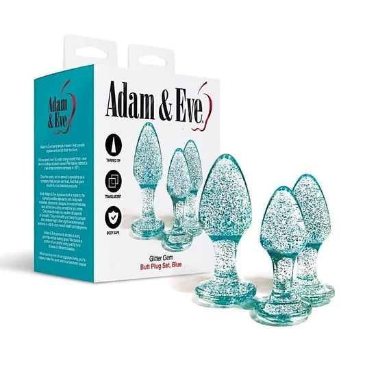 Glitter Gem Butt Plug Set by Adam & Eve - Butt Plugs