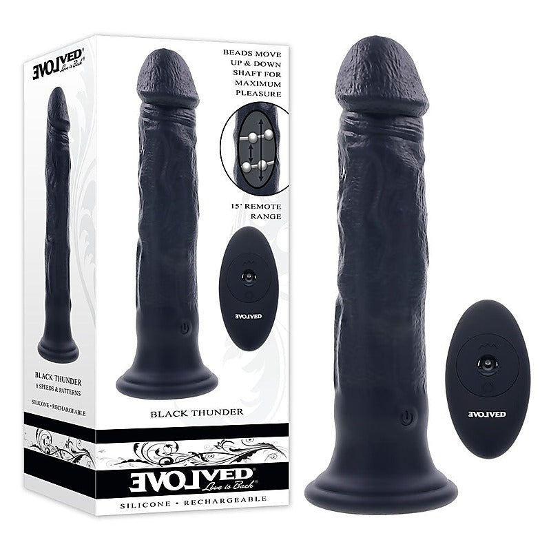 BLACK THUNDER Vibrating Dildo by Evolved - Realistic Dildos