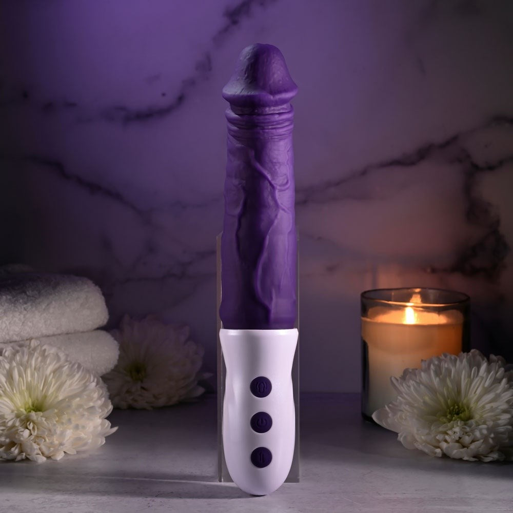 Evolved PLUM THRUST Rechargeable Vibrator with Dual Motor Thrusting Action - - Realistic Dildos