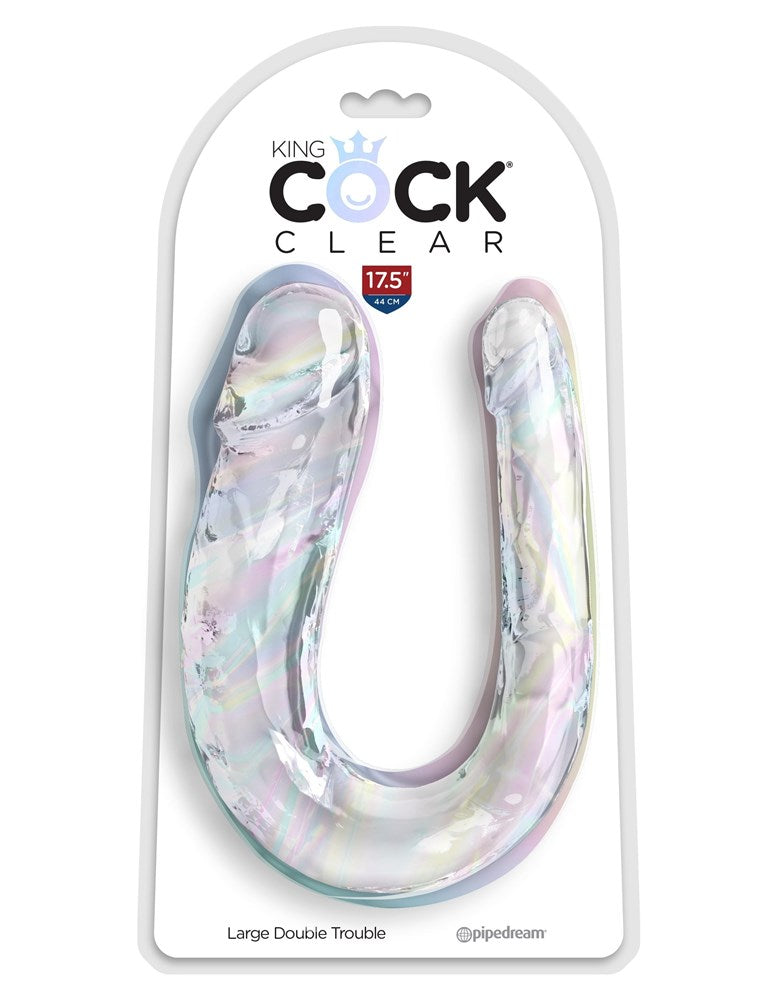 Pipedream Products King Cock Clear Double Trouble Realistic Dildo Dual Ended - Large - Realistic Dildos